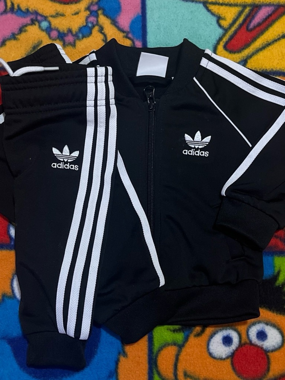 adidas Black and White Baby Infant Newborn Track Jacket & Pants Set